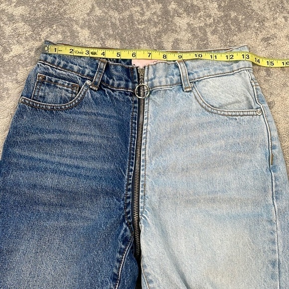 Revice Yin Yang Crop Jeans Split Light Dark Wash Zip Around Front to Back Sz 27 - Picture 9 of 16